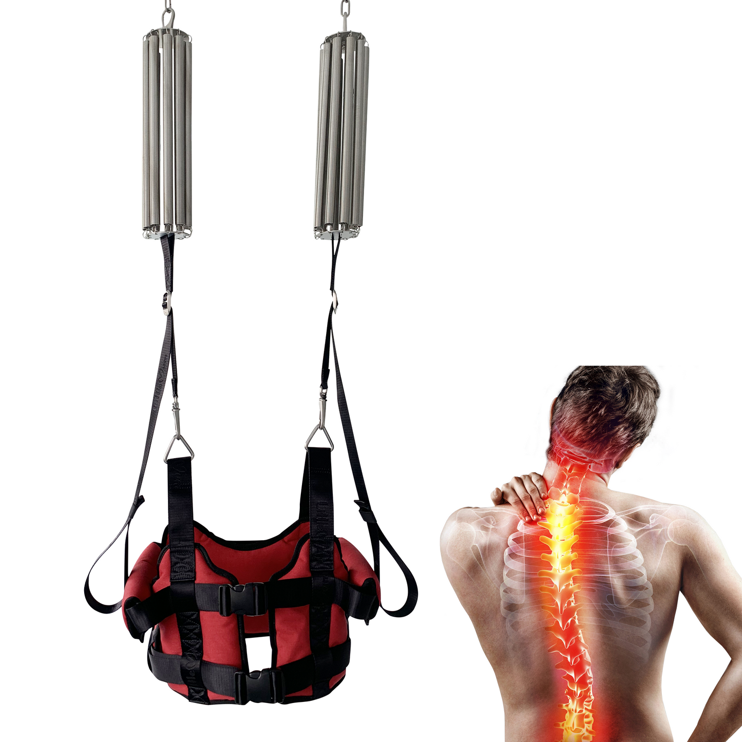 LittleMum spring-assisted seated lumbar traction system for home use