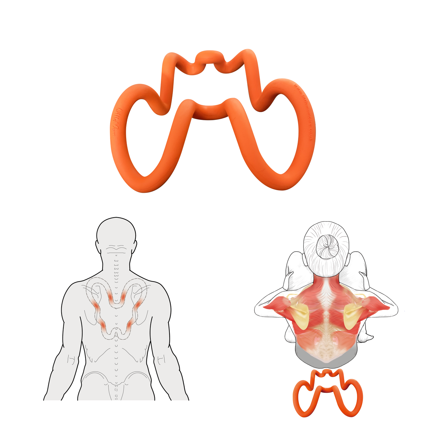 Six-point shoulder massager for trapezius and levator scapulae tension
